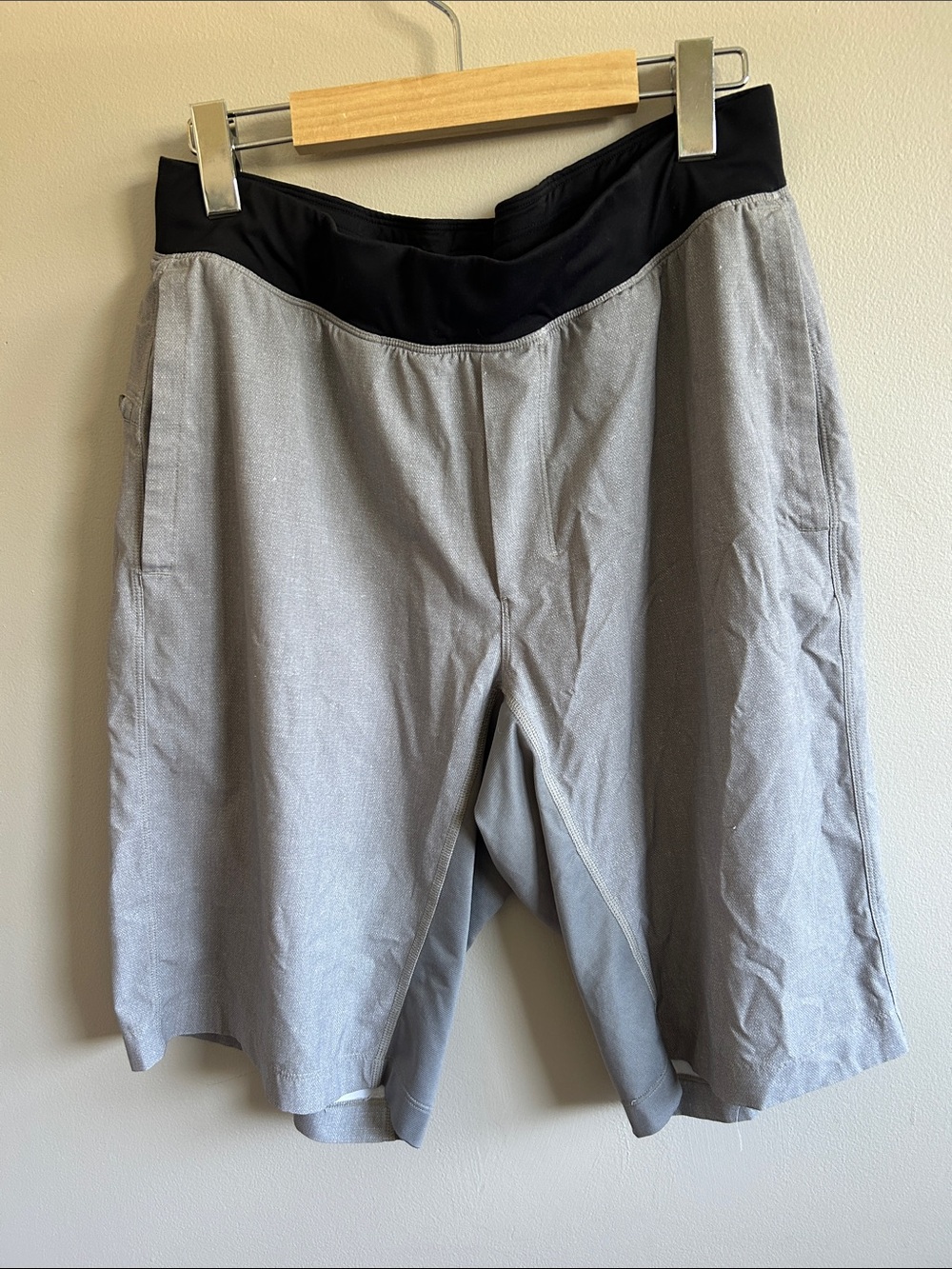 Men's Gray Athletic Shorts with Black Waistband
